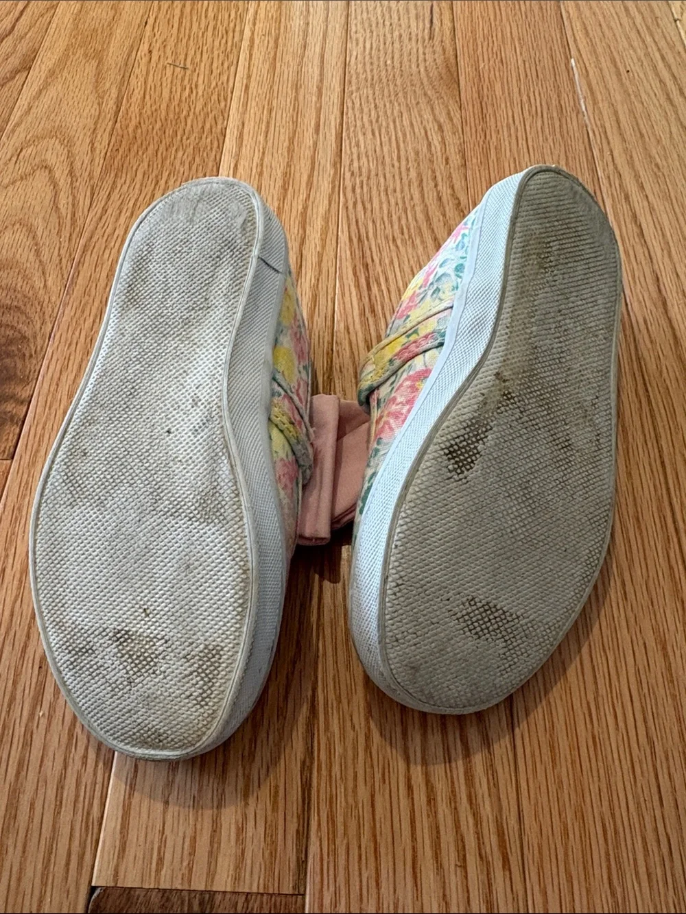 Janie & Jack Floral Slip-On Shoes with Velcro Pink Bows